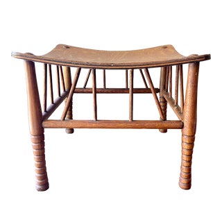 1910s Antique Egyptian Revival Oak Thebes Stool For Sale