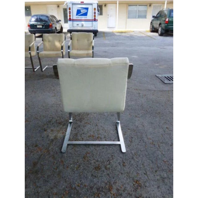 1970s Mid-Century Modern Brueton Heavy Thick Chromed Steel Arm Chairs - Set of 4 For Sale In Miami - Image 6 of 11