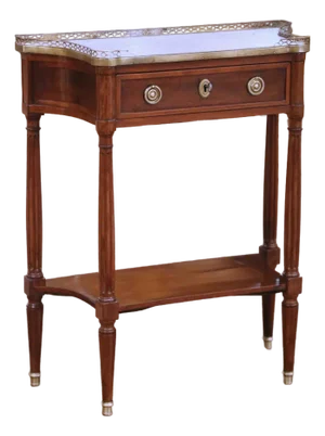 19th Century French Louis XVI Mahogany Marble-Top Side Table