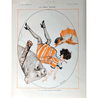 Authentic La Vie Parisienne 1921 C. Herouard "Le Péril Rouge... Ou La Nouvelle Europe" Back Cover Print For Sale