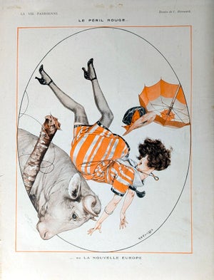 Authentic La Vie Parisienne 1921 C. Herouard "Le Péril Rouge... Ou La Nouvelle Europe" Back Cover Print