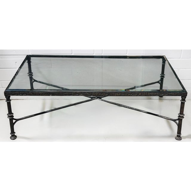 Art Deco Diego Giacometti Painted Wrought Iron Cocktail Table With Glass by Paul Ferrante For Sale - Image 3 of 7