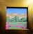 Framed Miniature California Valley Art 4X4 meadow wildflower landscape oil painting by Lynne French. The signed oil on...