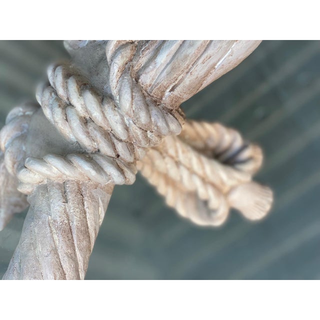 1980s Hand-Carved Wood and Glass Rope Coffee Table For Sale In Los Angeles - Image 6 of 8