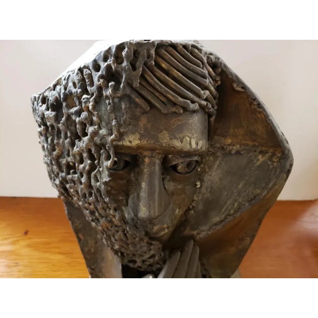 Mid 20th Century Mid 20th Century Crying Israeli Woman in Veil Welded Copper Sculpture on Granite Base- Dorothy Robbins For Sale - Image 5 of 8