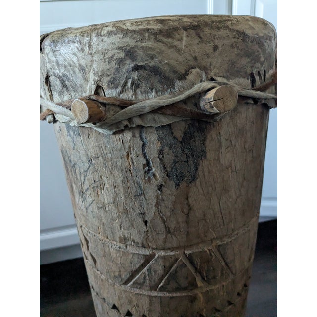 African Tribal Carved Drum 20th Century For Sale - Image 11 of 14