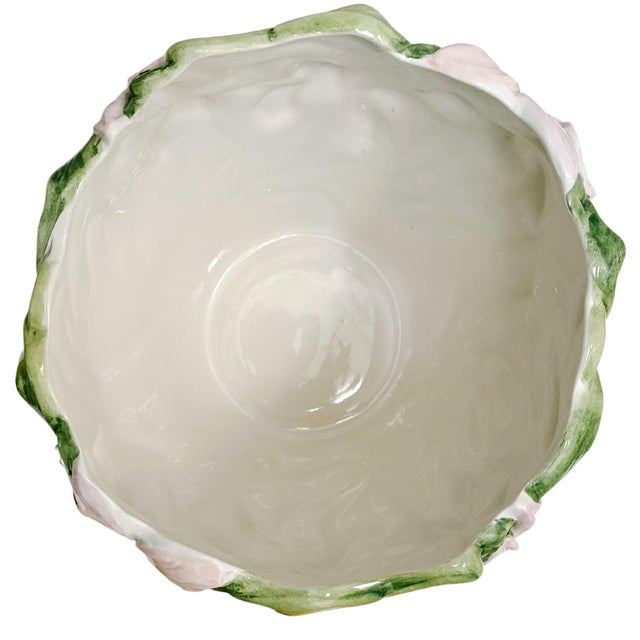 Vintage Italian Pink Iris Planter Cachepot For Sale - Image 9 of 12