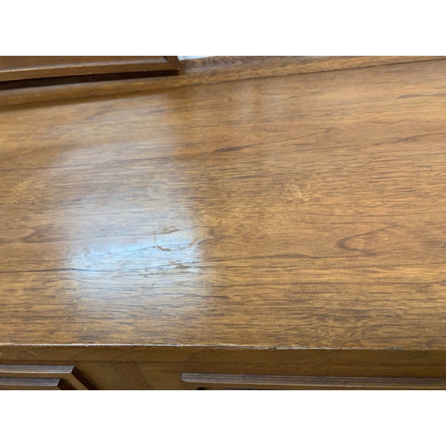 Broyhill MCM Broyhill Sculptra Walnut Dresser With Mirror For Sale - Image 4 of 12