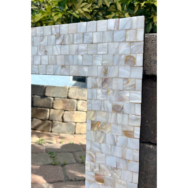 Vintage mosaic mother of pearl framed wall mirror