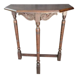 Mid 20th Century English Oak Demilune Console Table