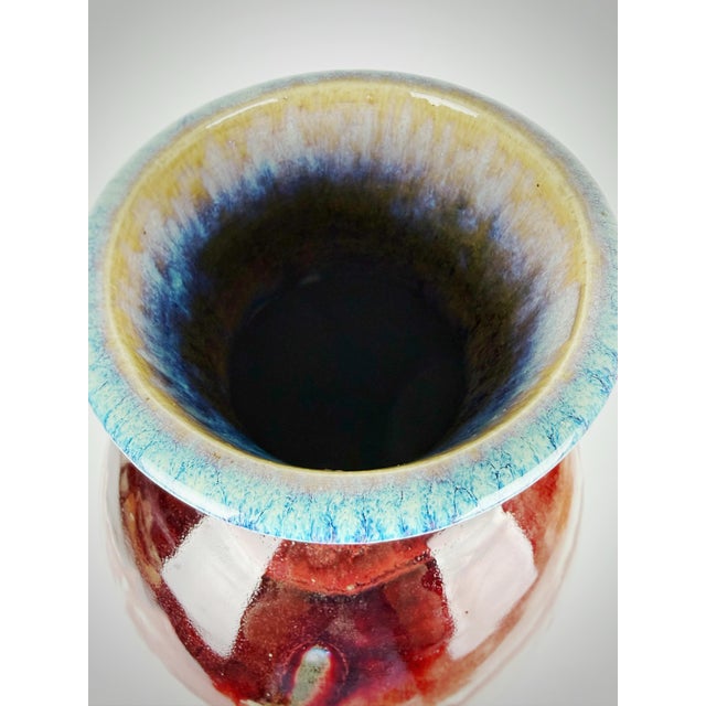 1997 Signed Oliver Boyd Monumental Studio Art Pottery Vase – 17.5” Hand Thrown Ceramic Vessel With Abstract Crystalline Glaze For Sale - Image 9 of 11