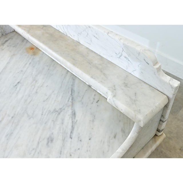 White English 19th Century White Marble Top Vanity with New Paint For Sale - Image 8 of 16