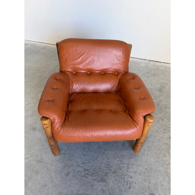 Mid Century Brazilian Sergio Rodriguez Style Cognac Leather Lounge Chair For Sale - Image 12 of 12