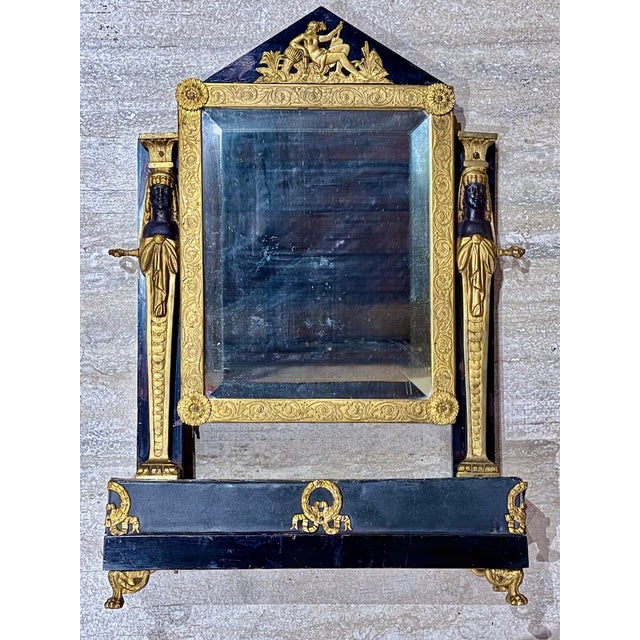 French Antique French Empire Vanity Mirror For Sale - Image 3 of 11