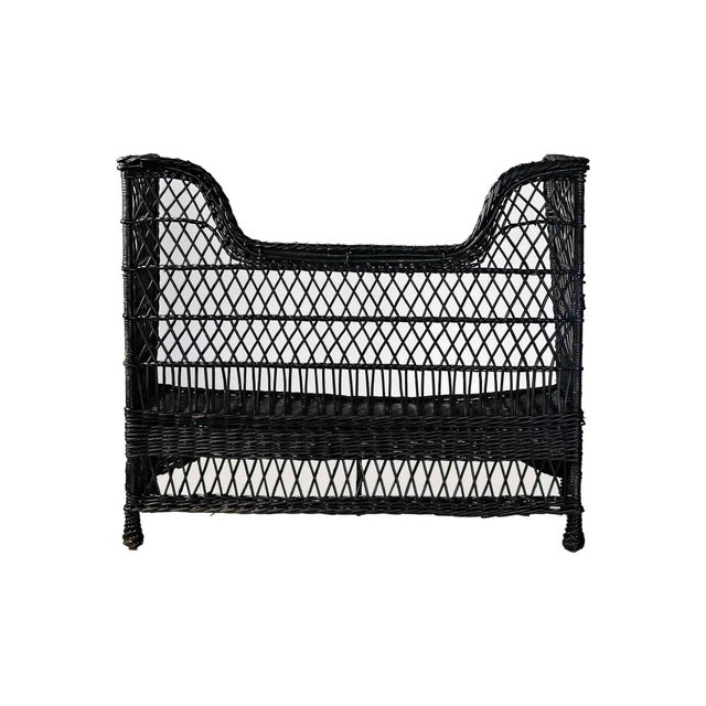 Antique Stick Wicker Settee For Sale - Image 4 of 5