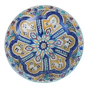Moroccan Hand Painted Pottery Plate, Multi-Color