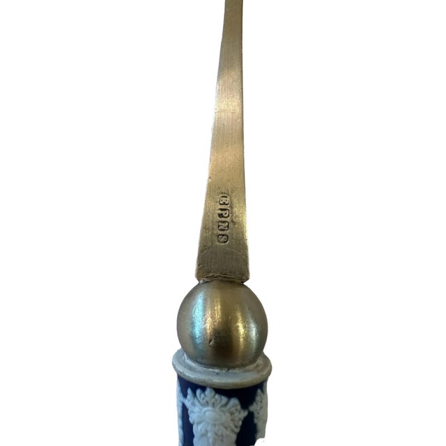 Late 19th Century Late 19th Century Wedgwood Jasperware Cobalt Serving Set Salad Spoon and Fork- 2 Pieces For Sale - Image 5 of 6