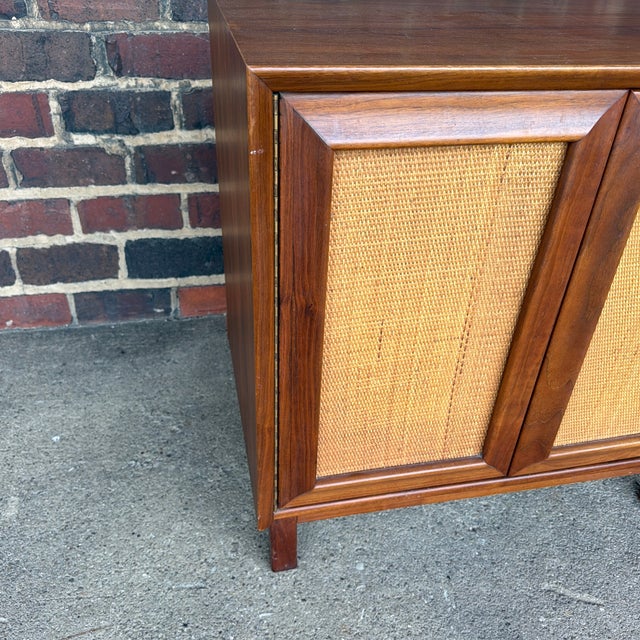 American of Martinsville Wonderwood Walnut & Cane Cabinet / Nightstand For Sale - Image 11 of 11