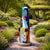 Contemporary "Crowing at the Moon" by Michael Gustavson, Large Raku Ceramic Totem Sculpture on Stone Base, Contemporary California Art, Vibrant Colors For Sale - Image 3 of 8