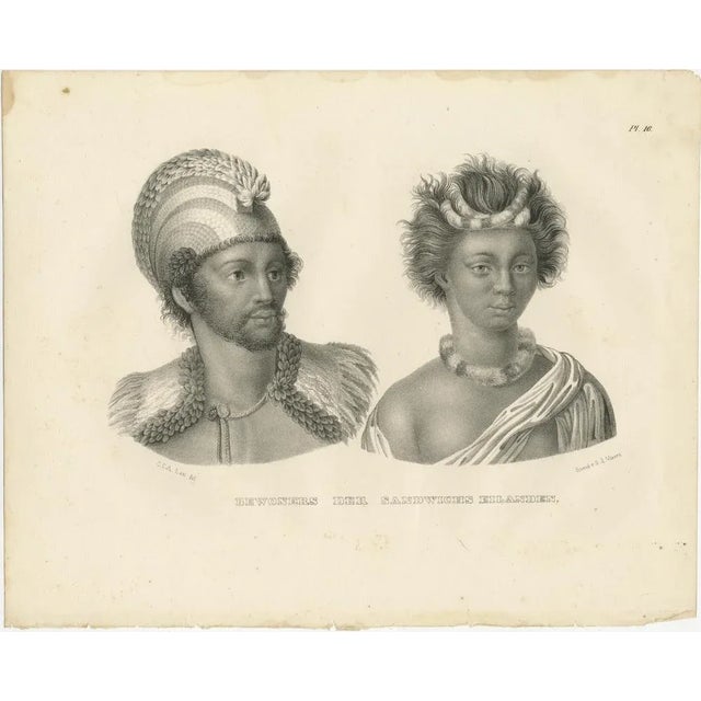 Brodtman, Inhabitants of the Sandwich Islands, Hawaii, 1835, Print For Sale - Image 6 of 10