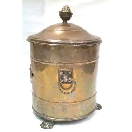 Antique Lidded Brass Coal Hod For Sale - Image 4 of 9