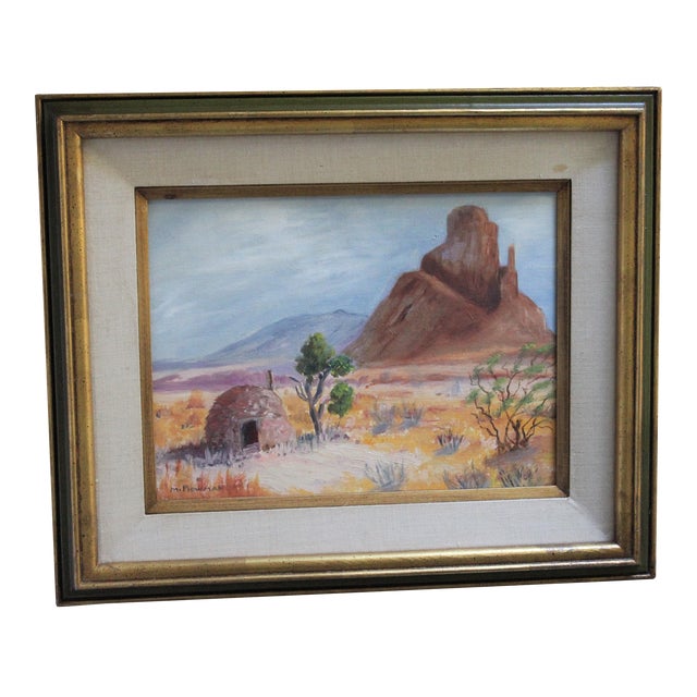 Desert Landscape Oil Painting Adobe Mountain Framed Vintage Original
