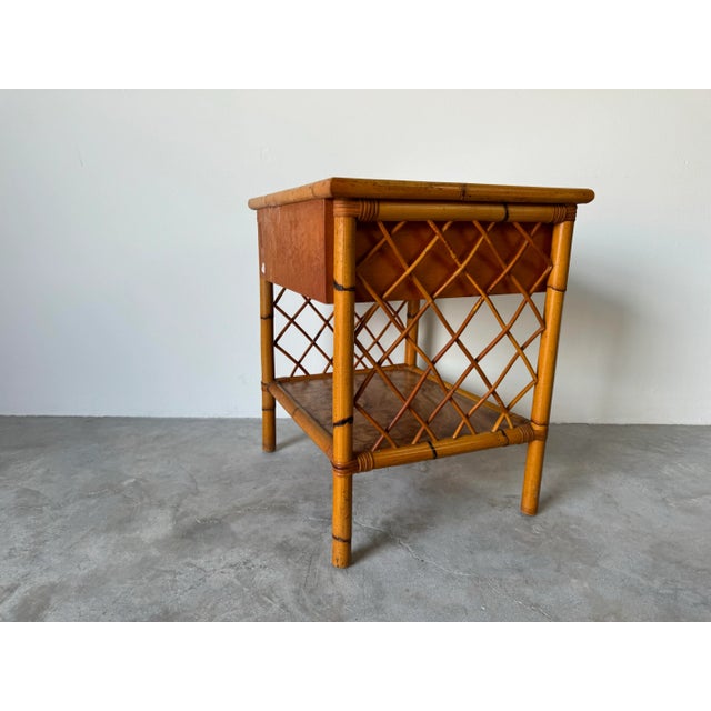 Vintage Chic Coastal Rattan Nightstand For Sale - Image 11 of 12