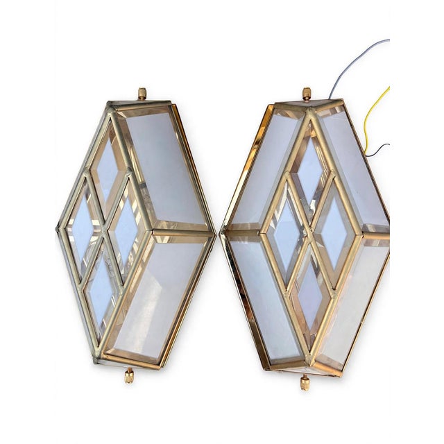 1970s Vintage Brass and Cut Glass Lamps, 1970s, Set of 2 For Sale - Image 5 of 5