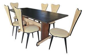 Dining Table and Chairs by Umberto Mascagni, Italy, 1950s, Set of 7