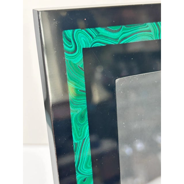 Modern Vintage Malachite Inlay Picture Frame Hollywood Regency Green Desk Frame For Sale - Image 3 of 8