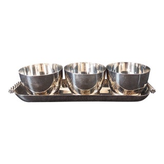Michael Aram "Twist" Condiment Bowls and Matching Stainless Steel Tray - Original Storage Bag For Sale