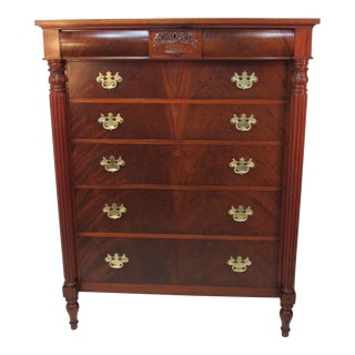 1900s Solid Mahogany Chest Made by Ah Davenport of Boston For Sale