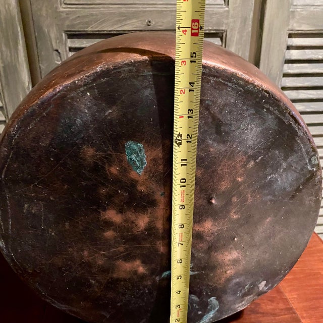 Antique Copper Stock Pot Cauldron With Wrought Iron Handle For Sale In Cincinnati - Image 6 of 14