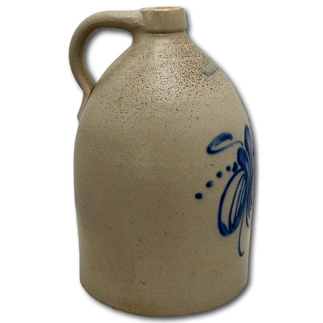 Excellent Antique American 2 Gallon Blue Decorated Stoneware Jug by F B Norton & Co. Worcester Massachusetts 1880s For Sale - Image 11 of 18