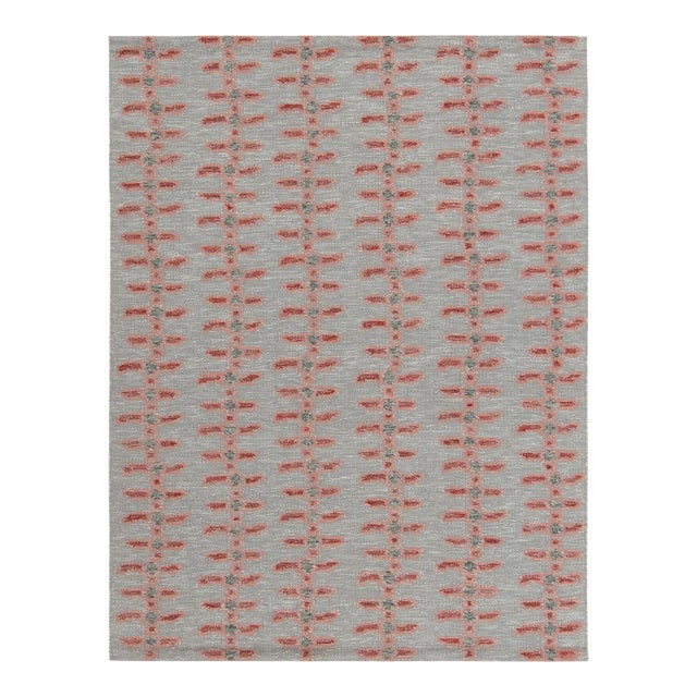 Scandinavian Style Kilim Rug in Gray, Red & Pink by Rug & Kilim 5x8 For Sale