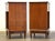 A pair of walnut mid century modern nightstands with chrome drawer pulls by Lane. Professionally refinished. 22” wide. 15”...