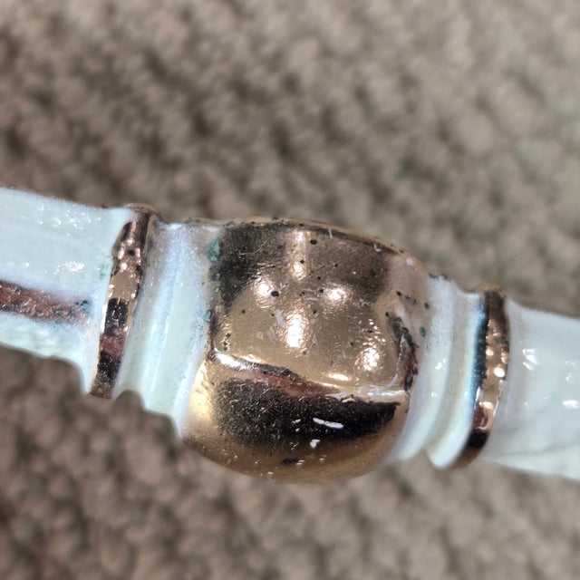 Metal 3 Vintage Amerock Bonaventure Hollywood Regency Bathroom Fixtures White Gold Towel Holders + Toilet Paper Holder For Sale - Image 7 of 16