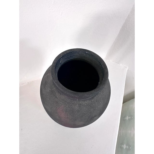 Contemporary Colorful Raku Pottery Vase With Sleek Silhouette For Sale - Image 3 of 7
