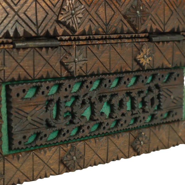 Vintage Wooden Sewing Box, 1928 For Sale - Image 6 of 12