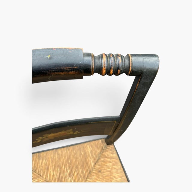 Early 19th Century Attributed Hitchcock Side Chair — Antique Painted Rush Seat For Sale - Image 13 of 15