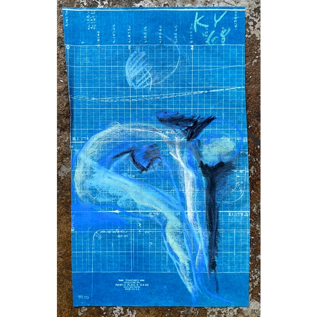 1960s pastel drawing of a stretching nude on blueprint paper by artist Katherine Yares. This comes from her student...