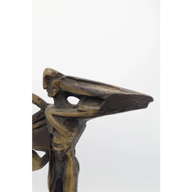 Gold Italian Futurist Artist, Man and Shield, 1925, Bronze For Sale - Image 8 of 10