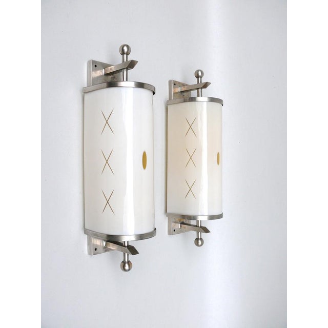 Art Deco Wall Lights in Nickel-Plating, 1930s, Set of 2 For Sale - Image 3 of 18