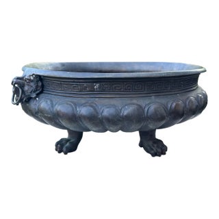 19th Century Bronze Jardinière Lion Handles and Paw Feet For Sale