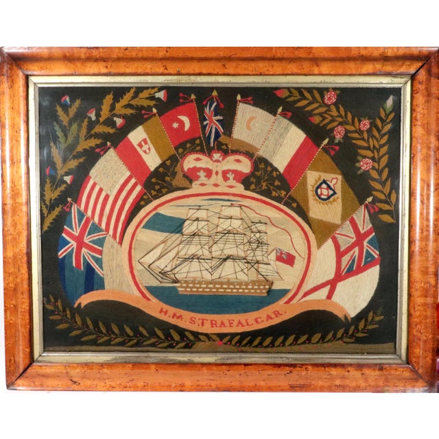 British Sailor's Flag of Nations Woolwork of HMS Trafalgar For Sale - Image 9 of 9