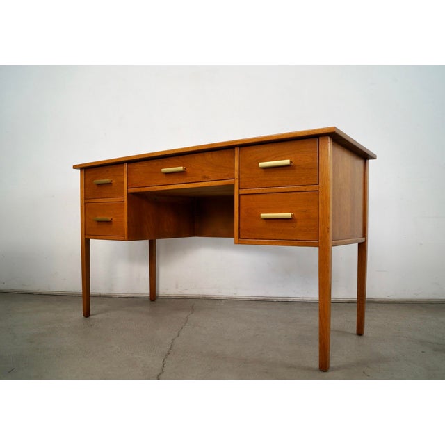 Mid-Century Modern 1950’s Mid-Century Modern Walnut 5-Drawer Desk For Sale - Image 3 of 12