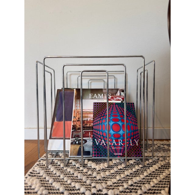 Paper Collector Magazine Rack in Chrome-Plated Steel by Willi Glaeser for TMP, Switzerland, 1989 For Sale - Image 6 of 9