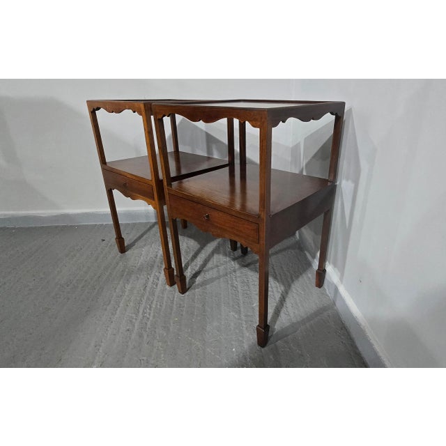 Georgian Mahogany Bedside Lamp Tables, 1920, Set of 2 For Sale - Image 3 of 11