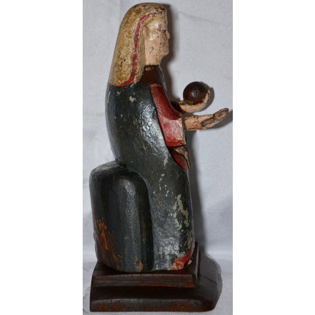 Late 19th Century Late 19th Century Hand-Carved Polychromed Montserrat Virgin Statue For Sale - Image 5 of 12