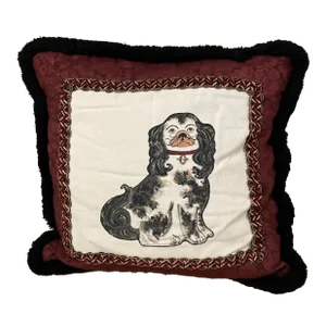 Late 20th Century Hand Painted Staffordshire Dog Pillow